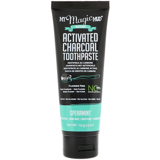 My Magic Mud, Activated Charcoal, Fluoride-Free, Whitening Toothpaste, Spearmint, 4 oz (113 g)