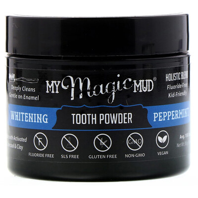 My Magic Mud Отбеливающий зубной порошок, перечная мята, 1,06 унц. (30 г)
