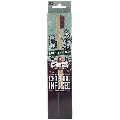 

My Magic Mud, Bamboo Toothbrush, Activated Charcoal Infused Soft Bristles, 1 Toothbrush