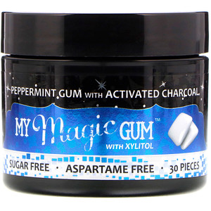 Май Мэджик Мад, My Magic Gum with Xylitol and Activated Charcoal, Peppermint, 30 Pieces отзывы