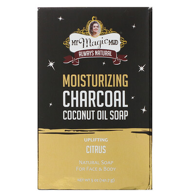 My Magic Mud Moisturizing Charcoal, Coconut Oil Soap, Uplifting Citrus, 5 oz (141.7 g)