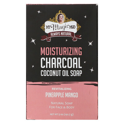 My Magic Mud Moisturizing Charcoal, Coconut Oil Soap, Revitalizing Pineapple Mango, 5 oz (141.7 g)