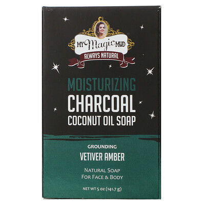 My Magic Mud Charcoal, Coconut Oil Soap, Grounding Vetiver Amber, 5 oz (141.7 g)