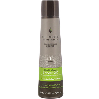Macadamia Professional Шампунь для ультраинтенсивного восстановления, для жестких и вьющихся волос, 300 мл (10 жидк. унций)