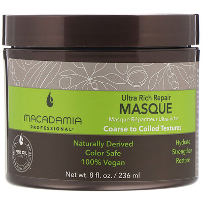 Macadamia Professional Ultra Rich Repair Masque, Coarse to Coiled Textures, 8 fl oz (236 ml)