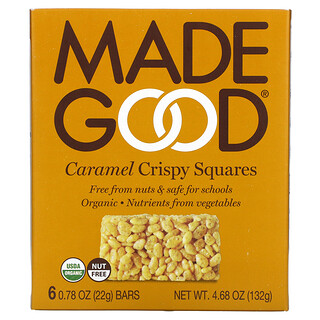 MadeGood, Crispy Squares，焦糖味，6 根，每根 0.78 盎司（22 克）