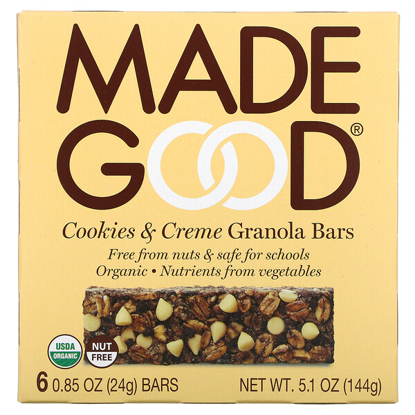 Granola Bar, Cookies & Crème, 6 Bars, 0.85 oz (24 g) Each