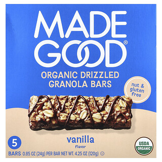MadeGood, Batoane granola, ciocolata picurata, vanilie, 5 batoane, 0,85 oz (24 g) fiecare