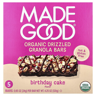 MadeGood, Batoane de granola, tort organic, 5 batoane, 24 g (0,85 oz) fiecare