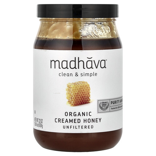 Madhava, Organic Creamed Honey, Unfiltered, 22 oz (624 g)
