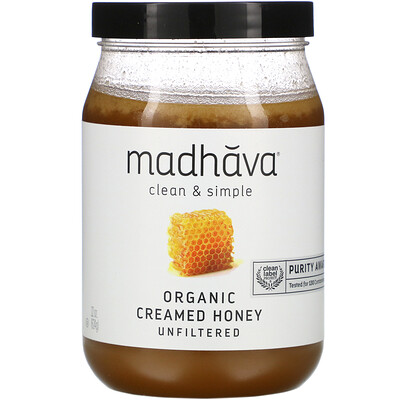 Madhava Natural Sweeteners Clean & Simple, Organic Creamed Honey, Unfiltered, 22 oz (624 g)