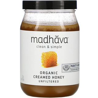 Madhava Natural Sweeteners, Clean & Simple، عسل كريمي عضوي، غير منقى، 22 أونصة (624 جم)