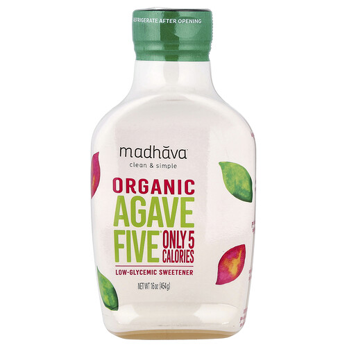 Madhava Clean & Simple, Organic Agave Five®, Low-Glycemic Sweetener, 16 oz (454 g)