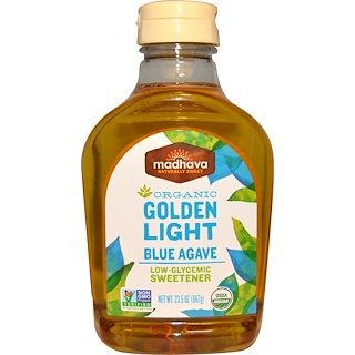 Madhava Natural Sweeteners, Organic Golden Light Blue Agave, 23.5 oz (667 g)