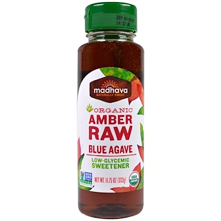 Madhava Natural Sweeteners, Органический янтарный сироп из сырой голубой агавы, 11,75 унций (333 г)