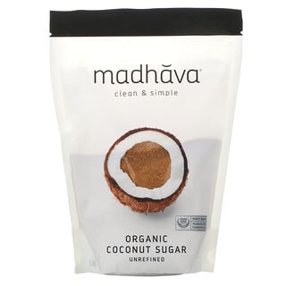 Madhava Natural Sweeteners, سكر جوز هند عضوي، غير مكرر، 1 رطل (454 جم)