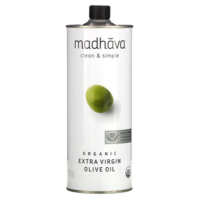 Madhava Natural Sweeteners Органическое оливковое масло холодного отжима, 33,8 жидк. Унции