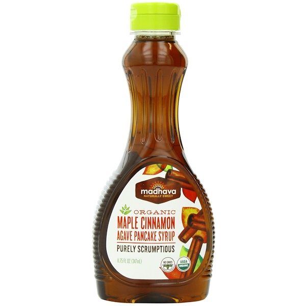 Madhava Natural Sweeteners, 오가닉 메이플 시너먼 어게이브 팬 케이크 시럽, 11.75 액량 온스 (347 밀리 리터) - iHerb Madhava... 