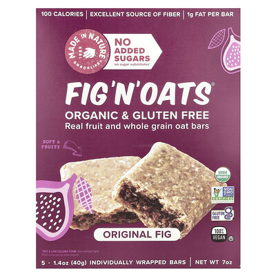 Made in Nature, Fig 'N' Oats®, Higo original, 5 barritas en envoltorios individuales, 40 g (1,4 oz) cada una