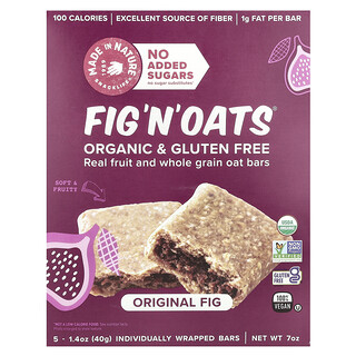 Made in Nature, Fig 'N' Oats®, Higo original, 5 barritas en envoltorios individuales, 40 g (1,4 oz) cada una