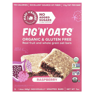 Made in Nature, Fig 'N' Oats®, Raspberry, 5 Individually Wrapped Bars, 1.4 oz (40 g) Each
