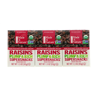Отзывы о Маде ин натуре, Organic Dried Raisins, Plump & Rich Supersnacks, 6 Pack, 1.5 oz (42 g) Each