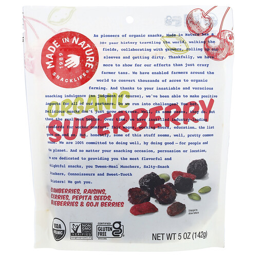Made In Nature Organic Superberry, Cranberries, Raisins, Cherries, Pepita Seeds, Blueberries & Goji Berries, 5 oz (142 g)