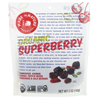 Made in Nature, Økologiske superbær, tranebær, rosiner, kirsebær, pepitafrø, blåbær og gojibær, 142 g