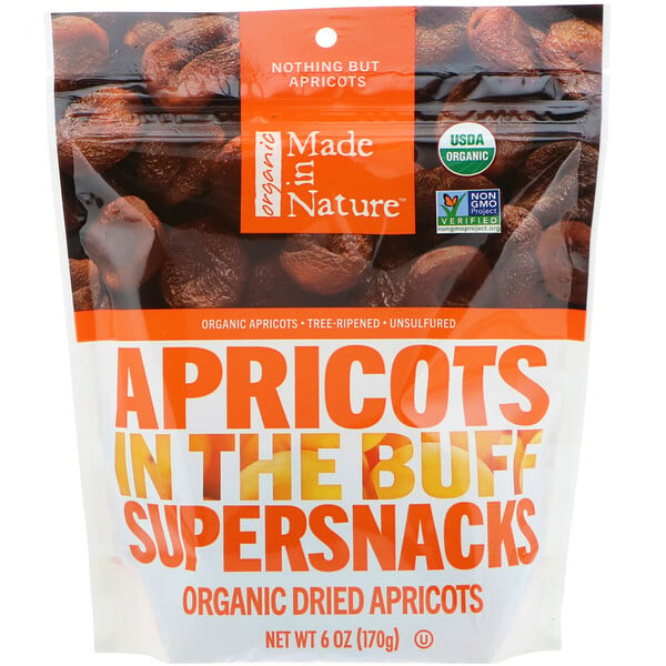 Made in Nature‏, Organic Dried Apricots, In The Buff Supersnacks, 6 oz (170 g)