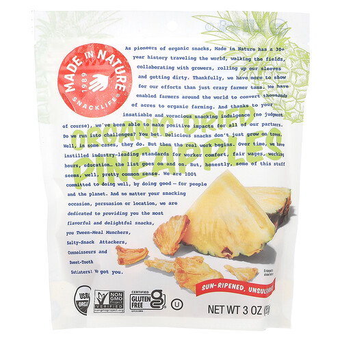 Made In Nature Organic Dried Pineapple, 3 oz (85 g)