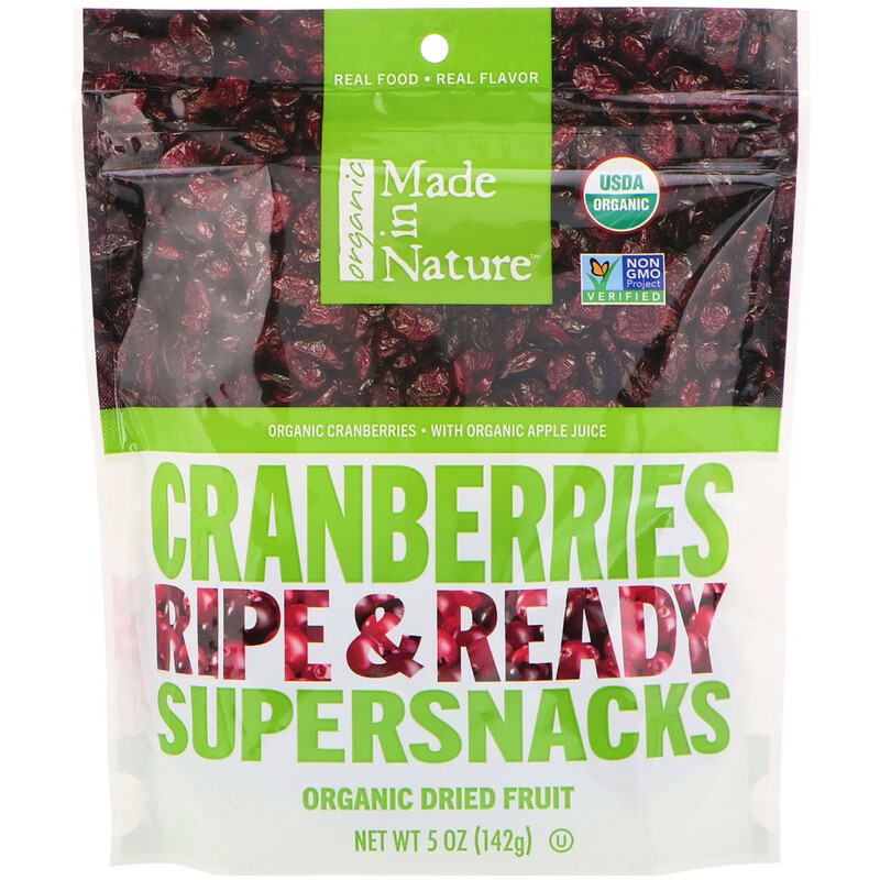 Made in Nature, Organic Dried Cranberries, Ripe & Ready Supersnacks, 5