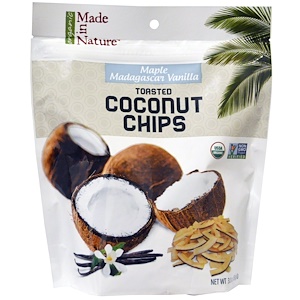 Made in Nature, Органические поджаренные кокосовые чипсы, клен и мадагаскарская ваниль, 3,0 унции (85 г)