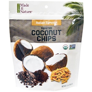 Made in Nature, Органические поджаренные кокосовые чипсы, итальянский эспрессо, 3,0 унции (85 г)