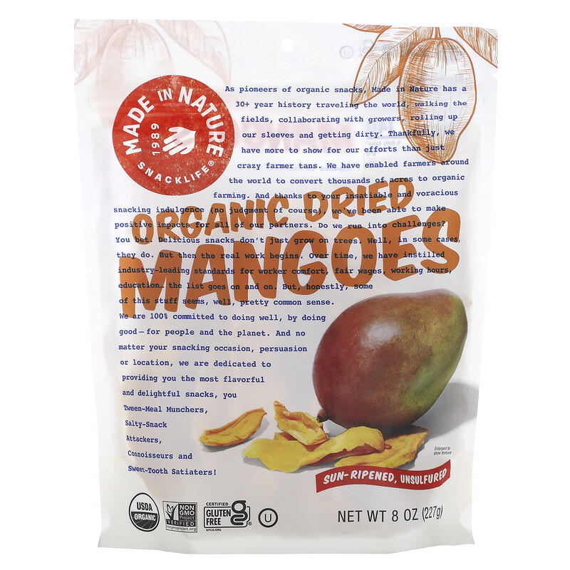 Made in Nature, Organic Dried Mangoes, SunRipened, Unsulfured, 8 oz