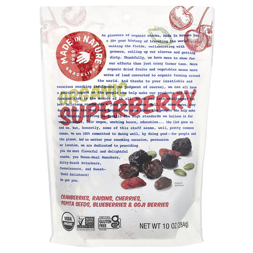 Made In Nature Organic Superberry, Cranberries, Raisins, Cherries, Peptia Seeds, Blueberries & Goji Berries, 10 oz (284 g)