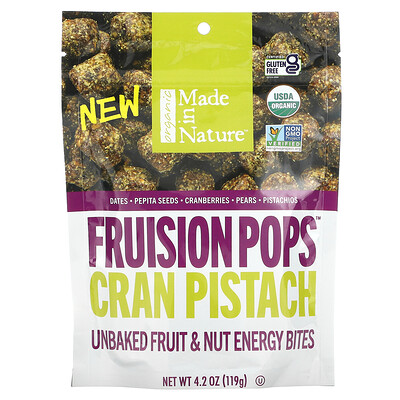 Made in Nature Organic Fruision Pops, Cran Pistach, органические фруктовые конфеты, хрустящие фисташки, 119 г, 4,2 унции)