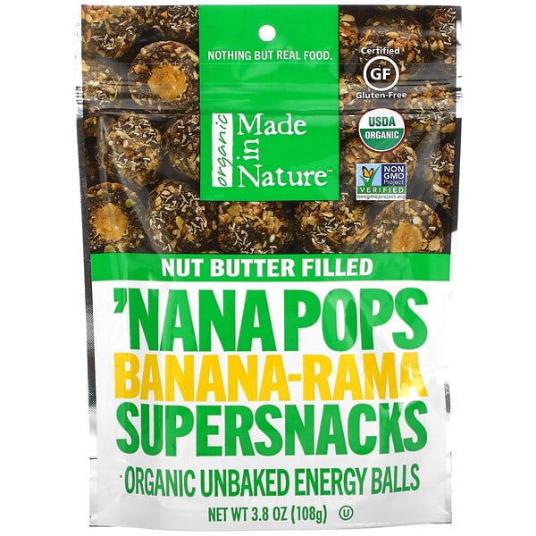 Organic 'Nana Pops, Banana-Rama Supersnacks, Nut Butter Filled, 3.8 oz (108 g)