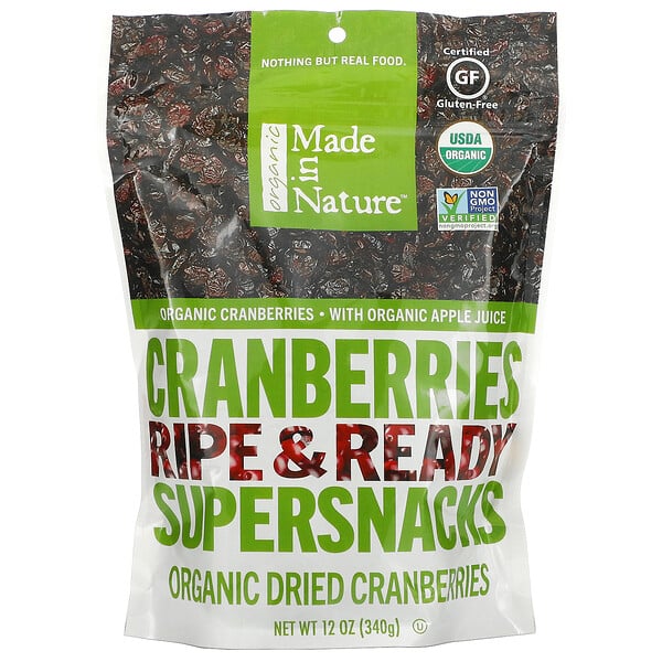 Organic Dried Cranberries, Ripe & Ready Supersnacks, 12 oz (340 g)