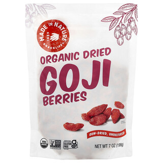 Made in Nature, Organik Kurutulmuş Goji Meyveleri, Güneşte Kurutulmuş, Kükürtsüz, 7 oz (198 g)