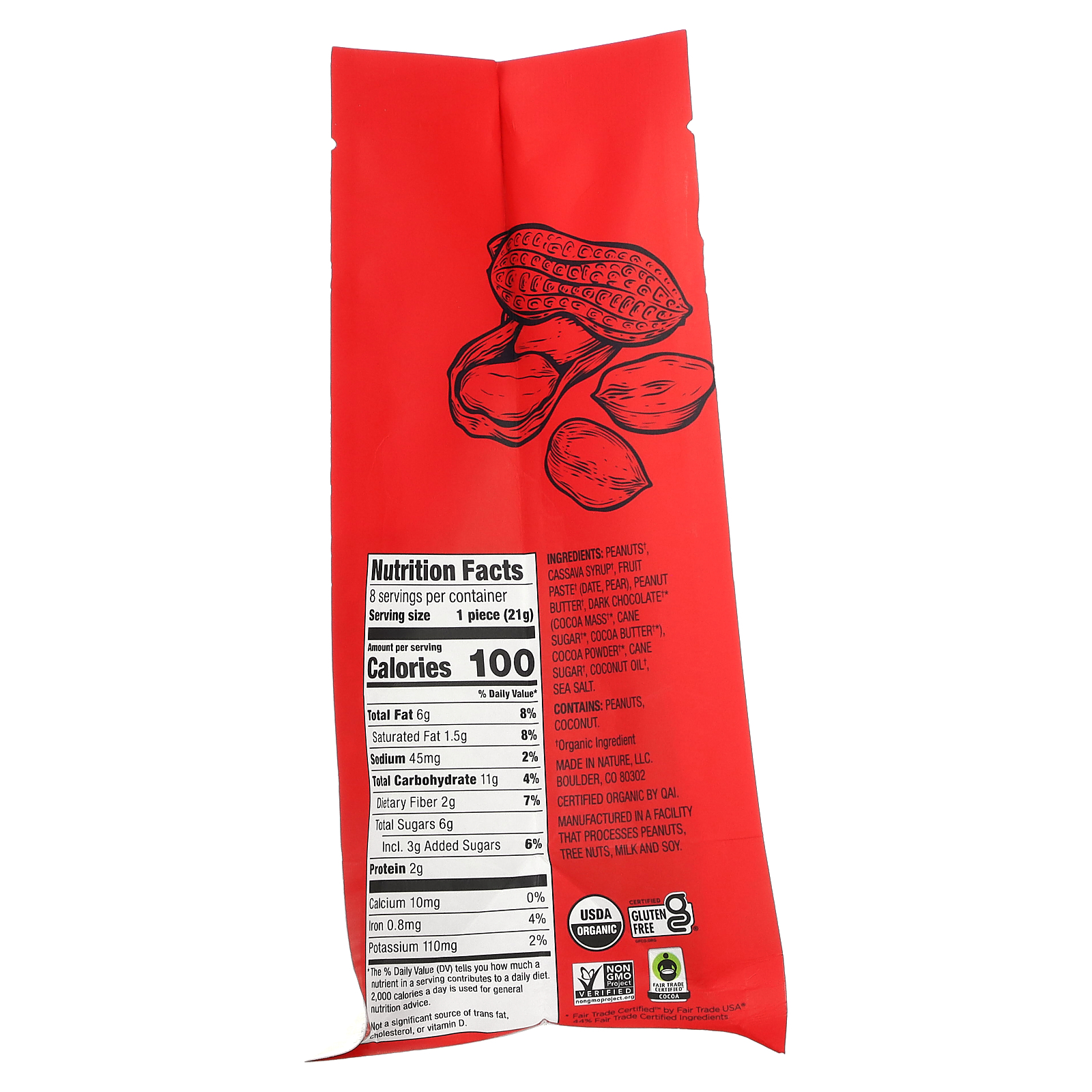 Made in Nature, Fudge Brownie Minis, Peanut Butter, 8 Brownies, 5.92 oz