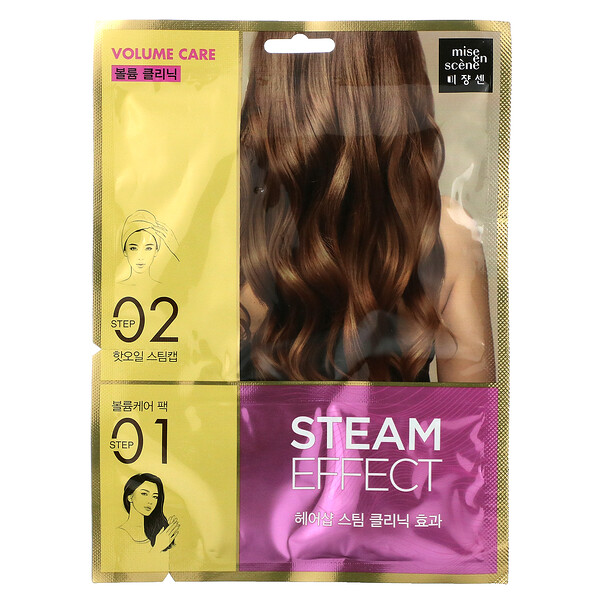 Mise En Scene, Steam Effect Hair Pack, Volume Care, 1 Set