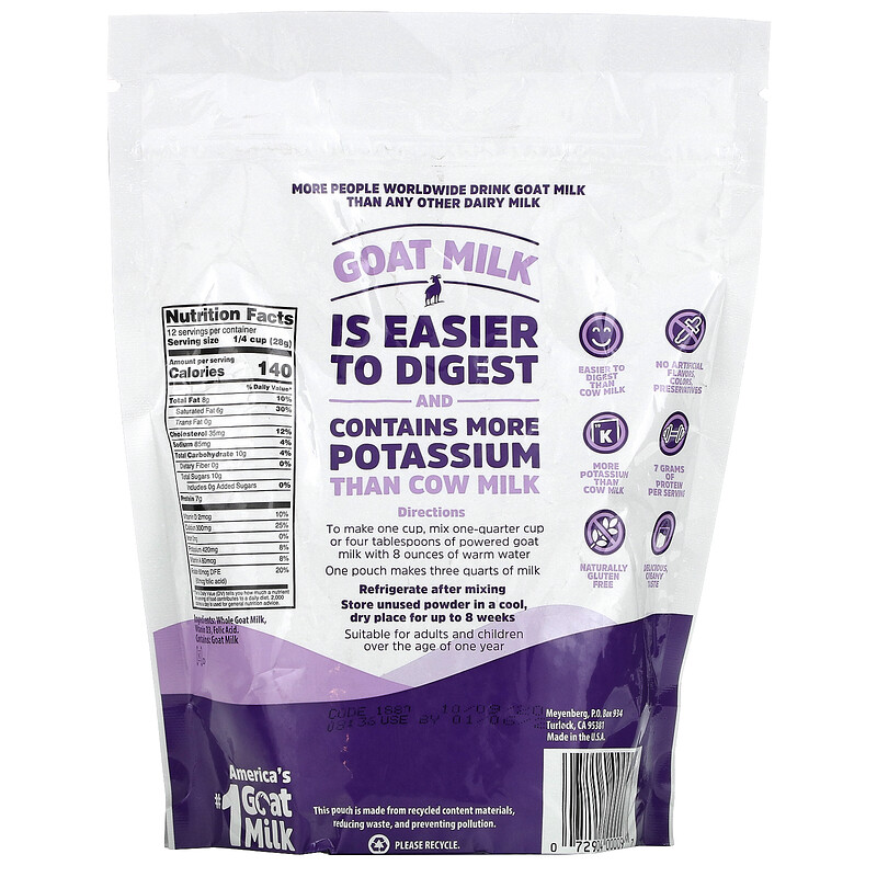 Meyenberg Goat Milk, Whole Powdered Goat Milk, 12 oz (340 g) iHerb