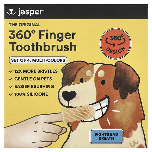 Jasper, 360° sormihammasharja, monivärinen, 4 hammasharjaa