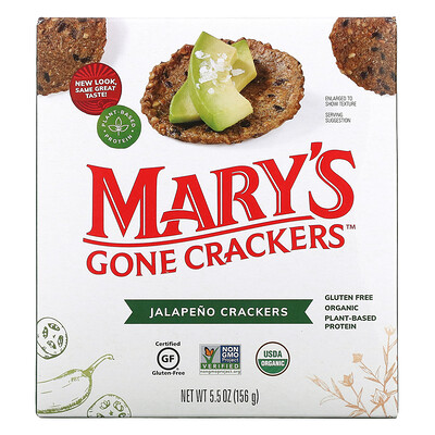 Купить Mary's Gone Crackers крекеры со вкусом халапеньо, 156 г (5, 5 унции)
