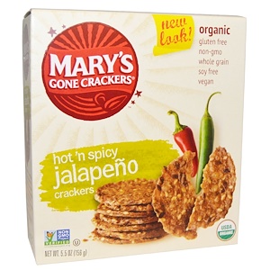 Mary's Gone Crackers, Органические, острые и жгучие крекеры с перчиком халапеньо, 5,5 унций (156 г)