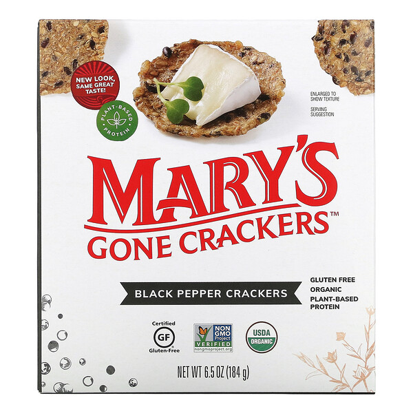 Mary's Gone Crackers‏, Black Pepper Crackers, 6.5 oz (184 g)