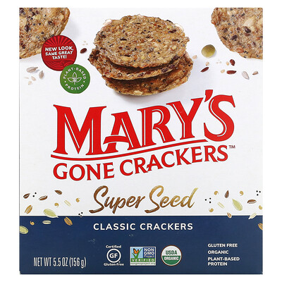 Marys Gone Crackers SuperSeed, зерновые крекеры, классический вкус, 156г (5,5унции)