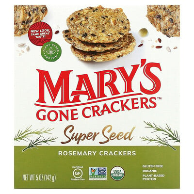 Mary's Gone Crackers Super Seed, зерновые крекеры, розмарин, 141 г (5 унций)