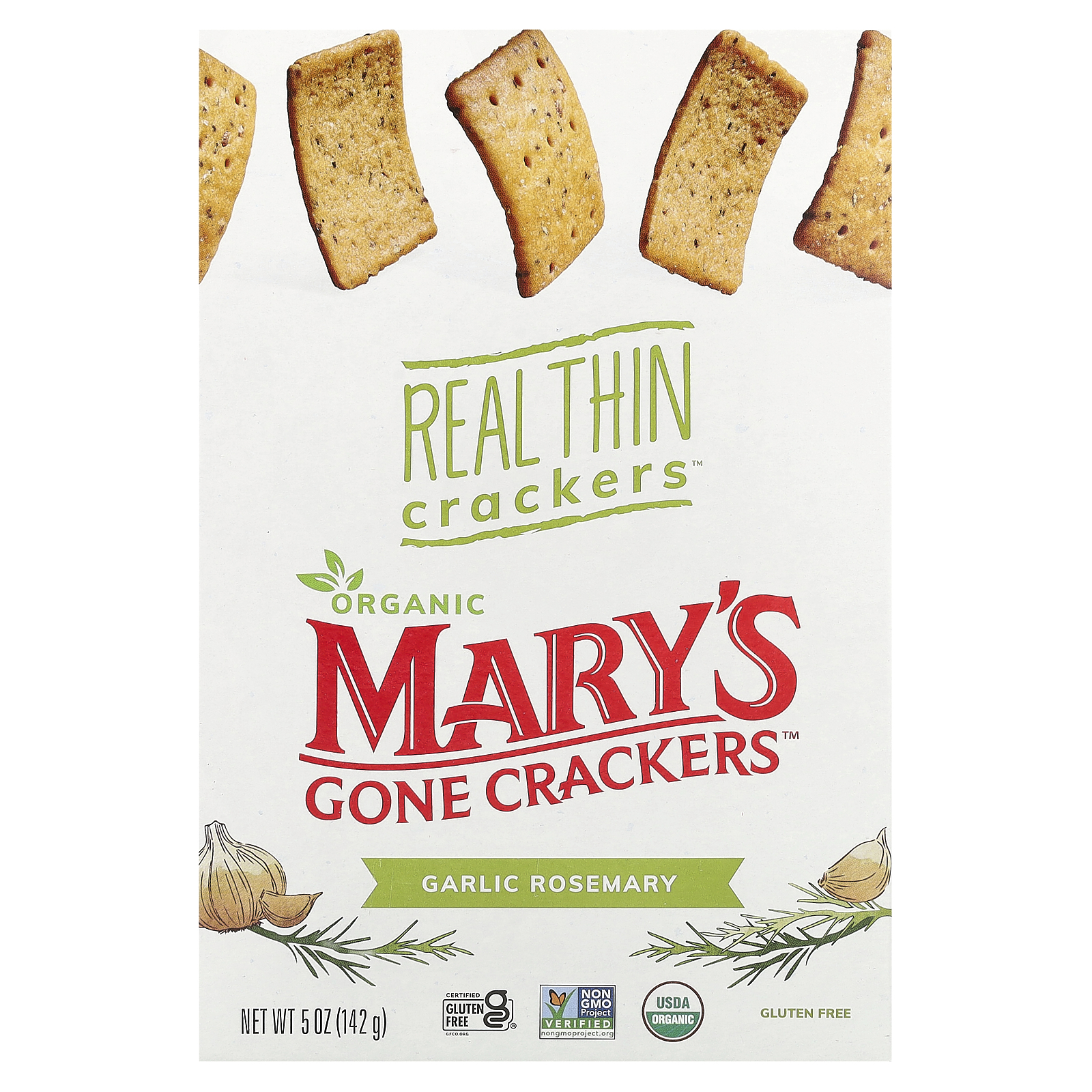 Bio echte dünne Cracker™, Knoblauch Rosmarin, 5 oz (142 g) - Bild 1 von 2