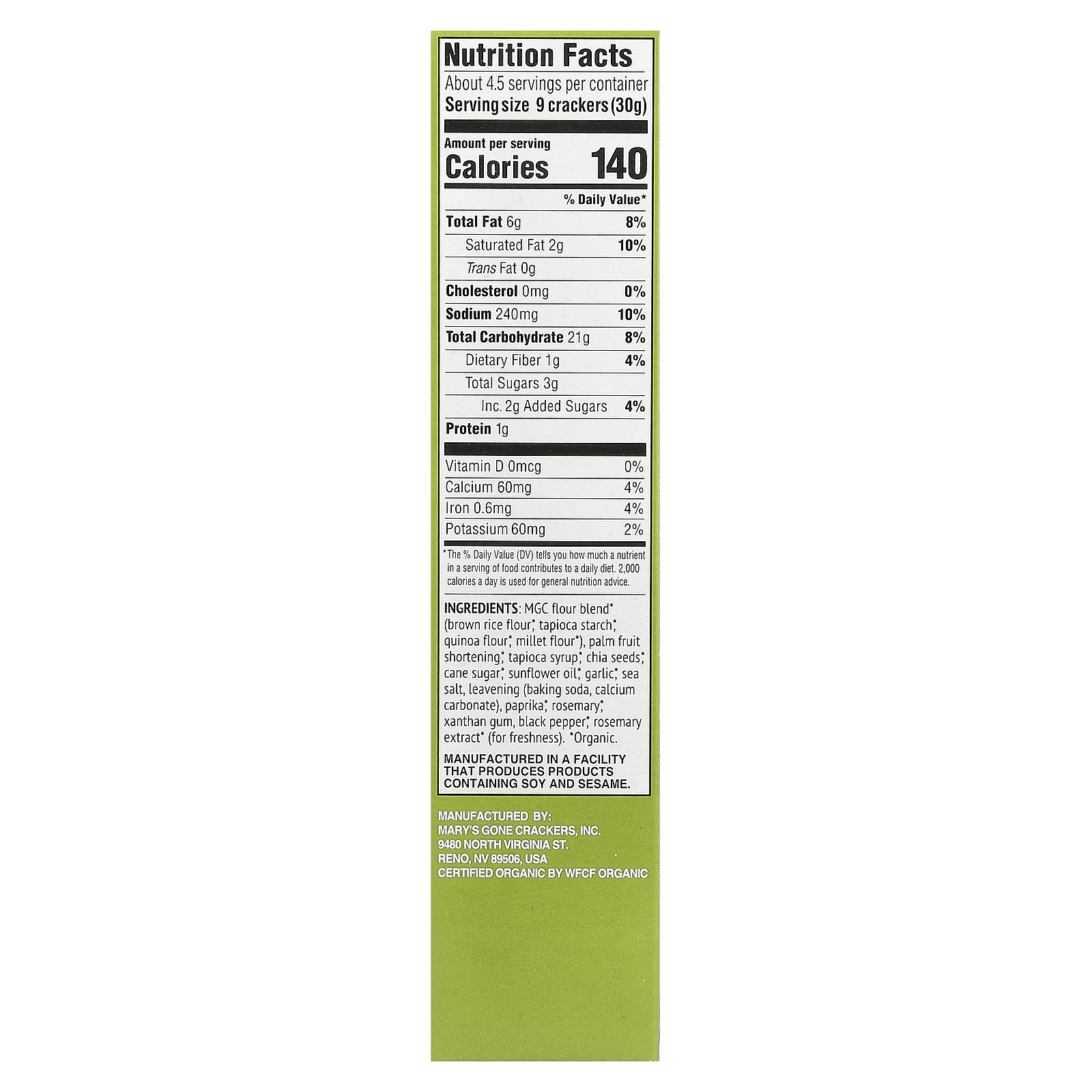 Bio echte dünne Cracker™, Knoblauch Rosmarin, 5 oz (142 g) - Bild 2 von 2